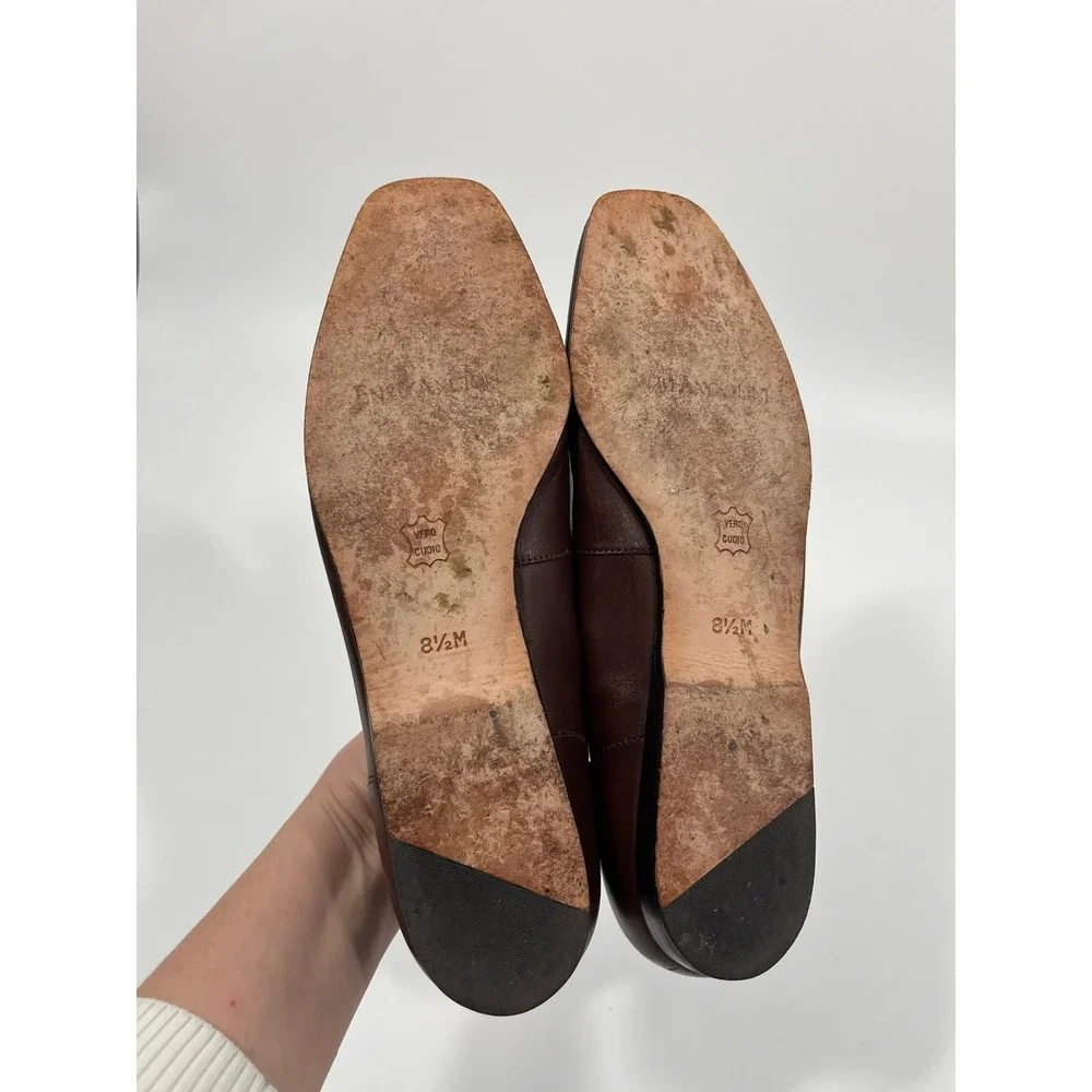 Vintage Womens Leather Slip On Loafers 8.5 Brown Chic Minimalist Office Capsule